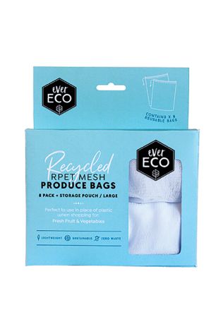 REUSABLE PRODUCE BAGS RPET MESH 8 PACK STORAGE POUCH